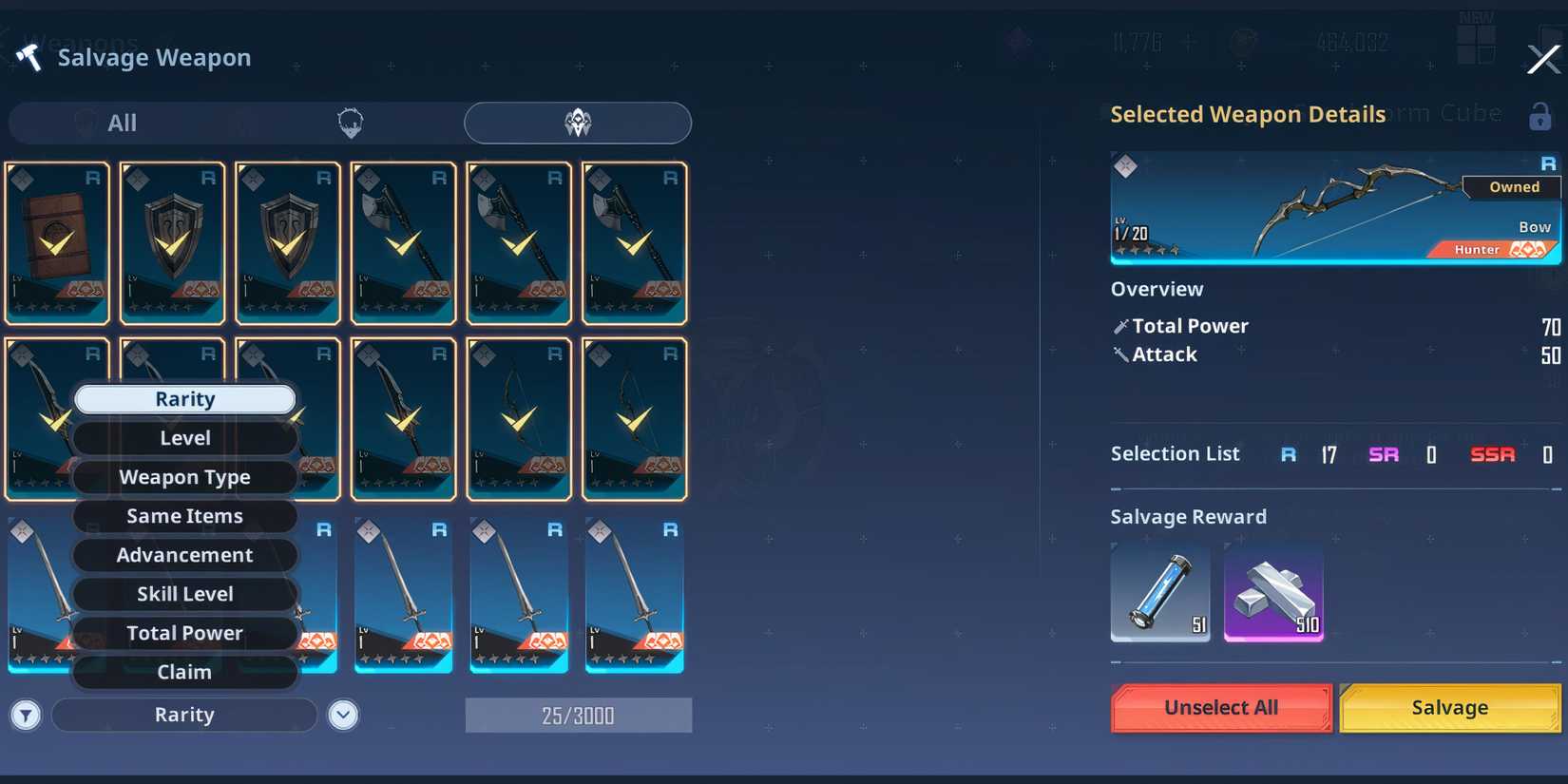 solo leveling arise best weapons to salvage. 