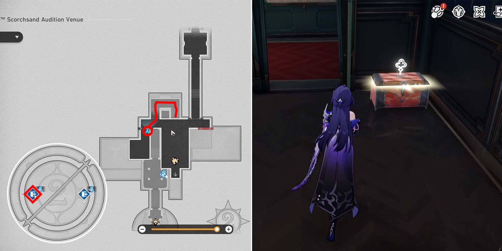 soulglad scorchsand audition venue treasure chest location 12 in honkai star rail