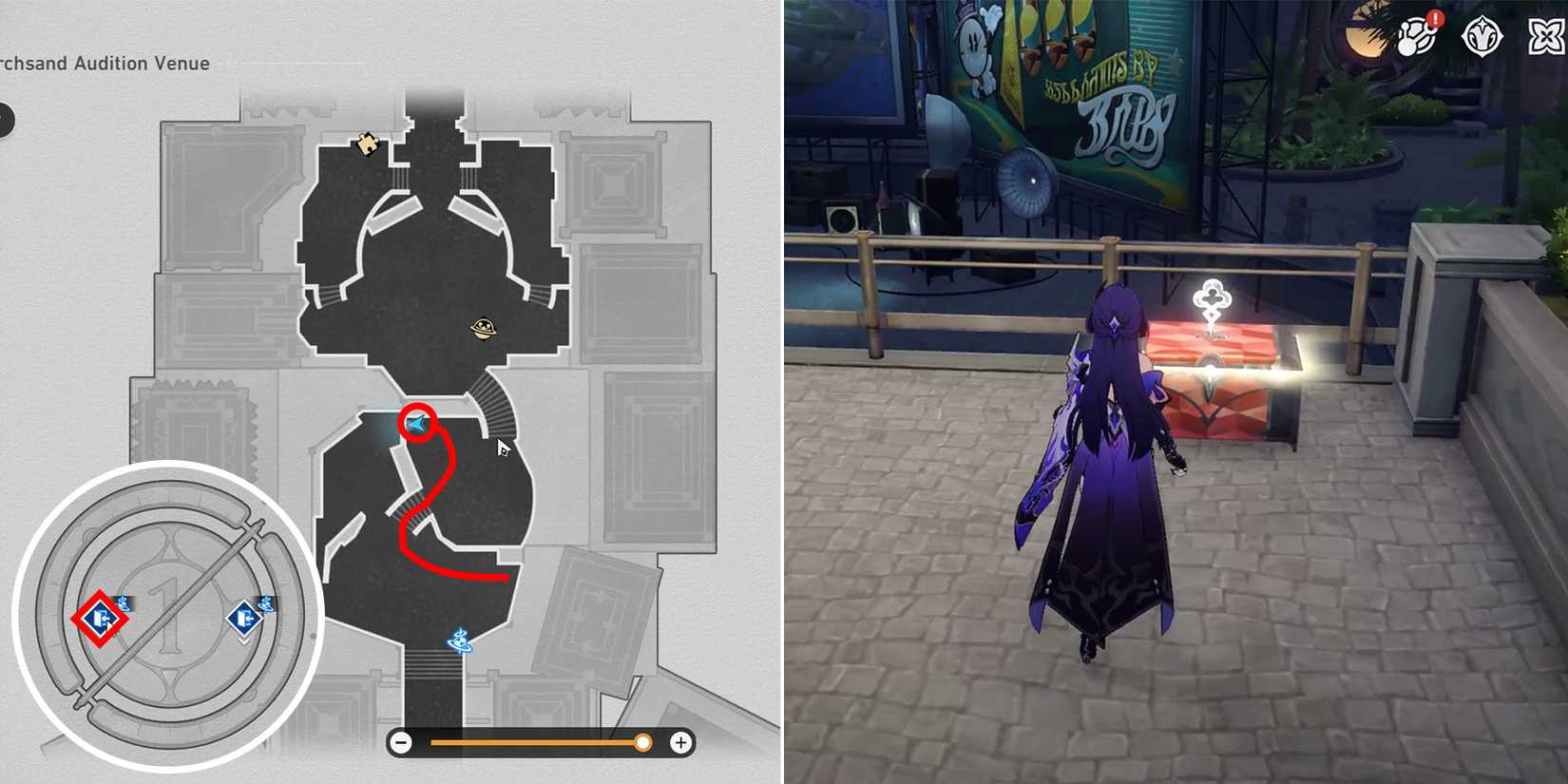 soulglad scorchsand audition venue treasure chest location 8 in honkai star rail