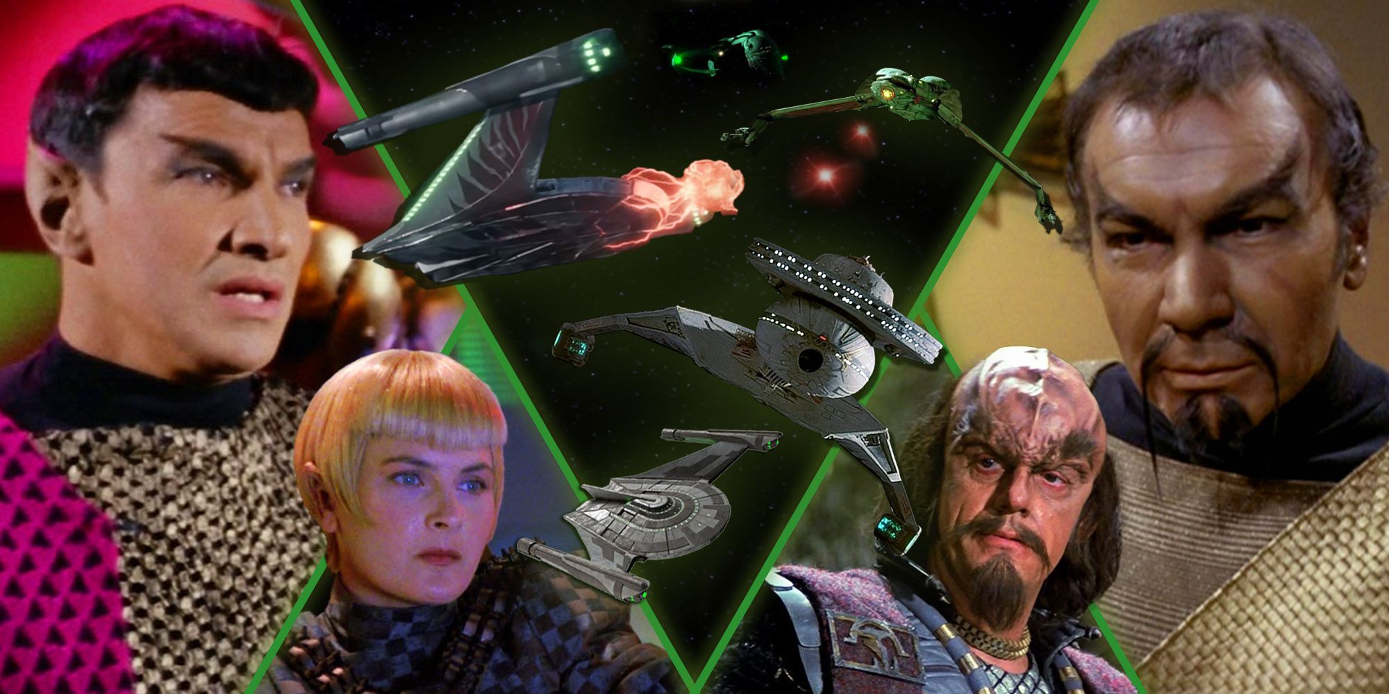 Star Trek Romulans and Klingons with Bird of Prey and Warbird ships of the fleet