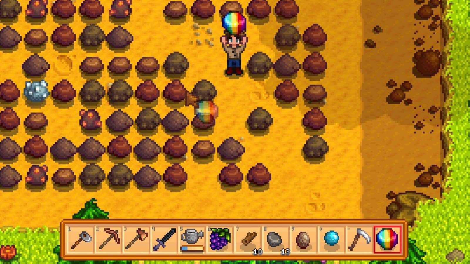 Stardew Valley player with Prismatic Shard