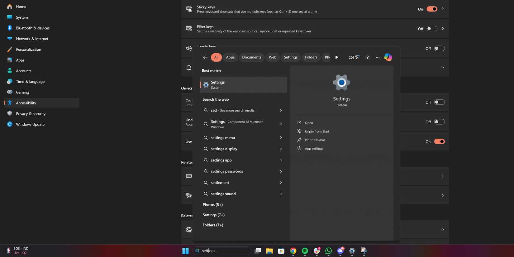 Start Menu Sticky Keys