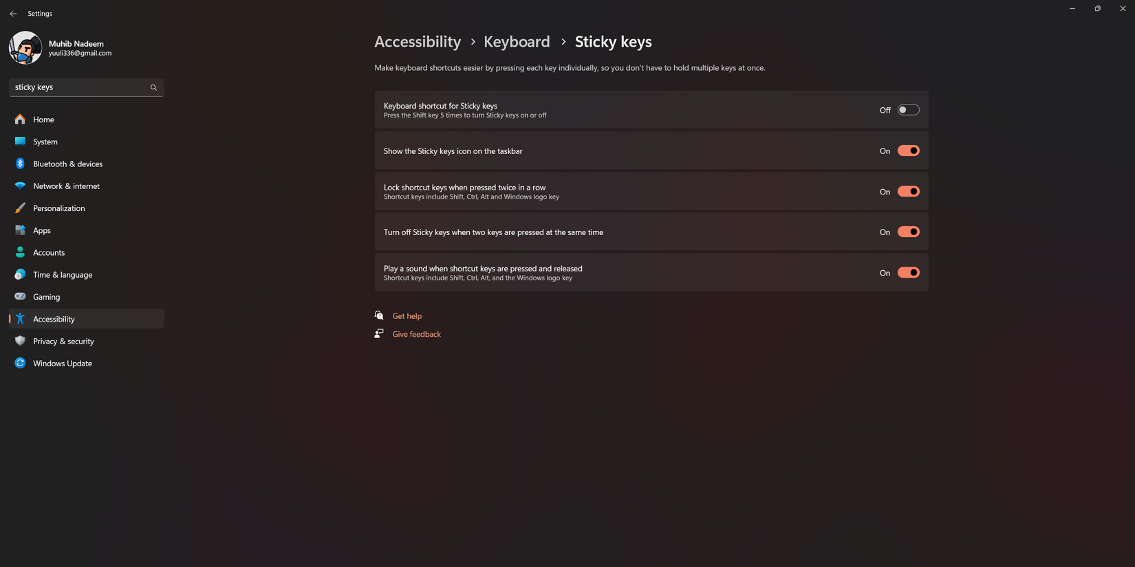 Sticky Keys Disable 5 Times Hold