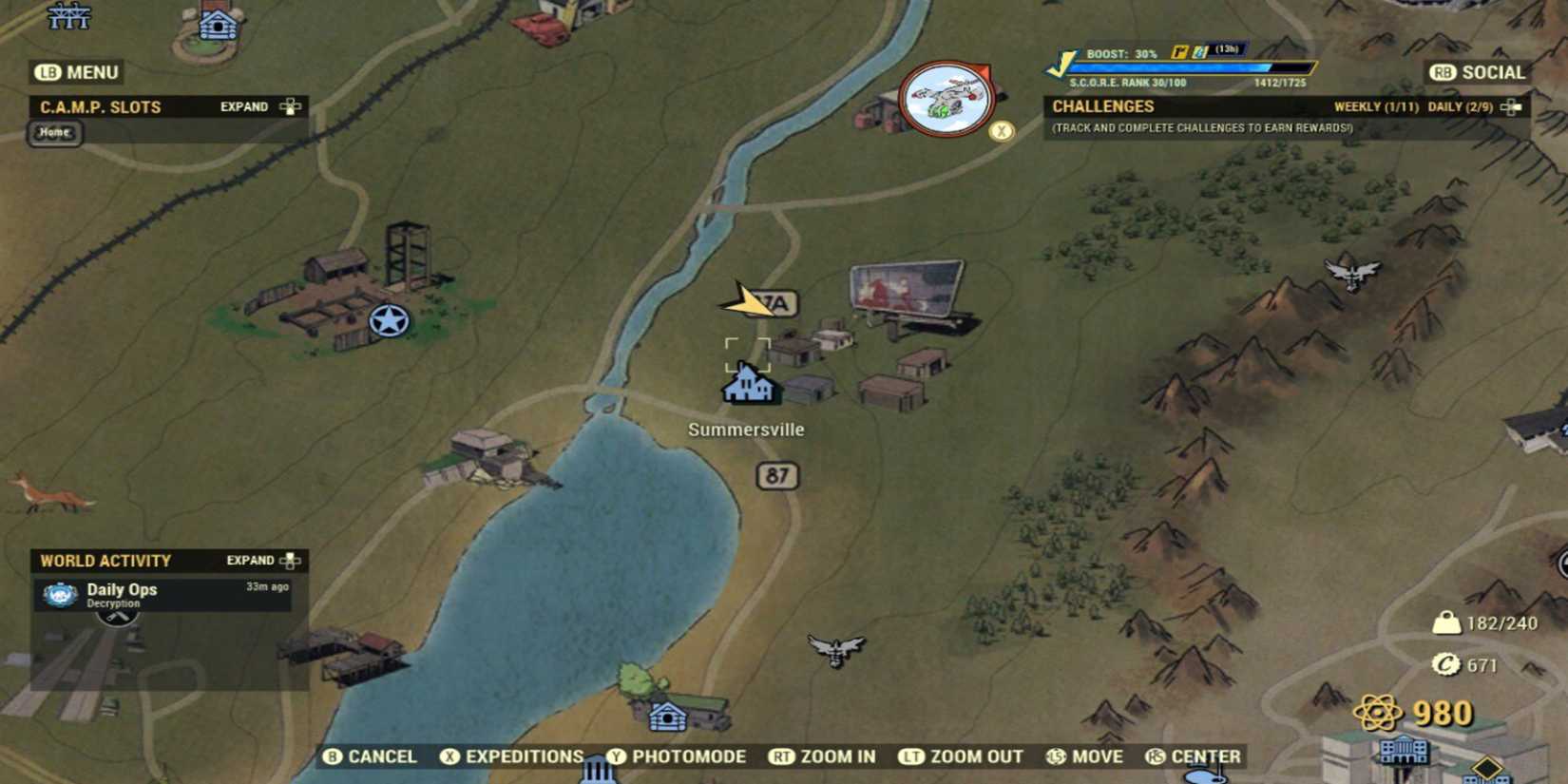 The location of the Summersville house with a ton of Burnt Books marked on the map in Fallout 76