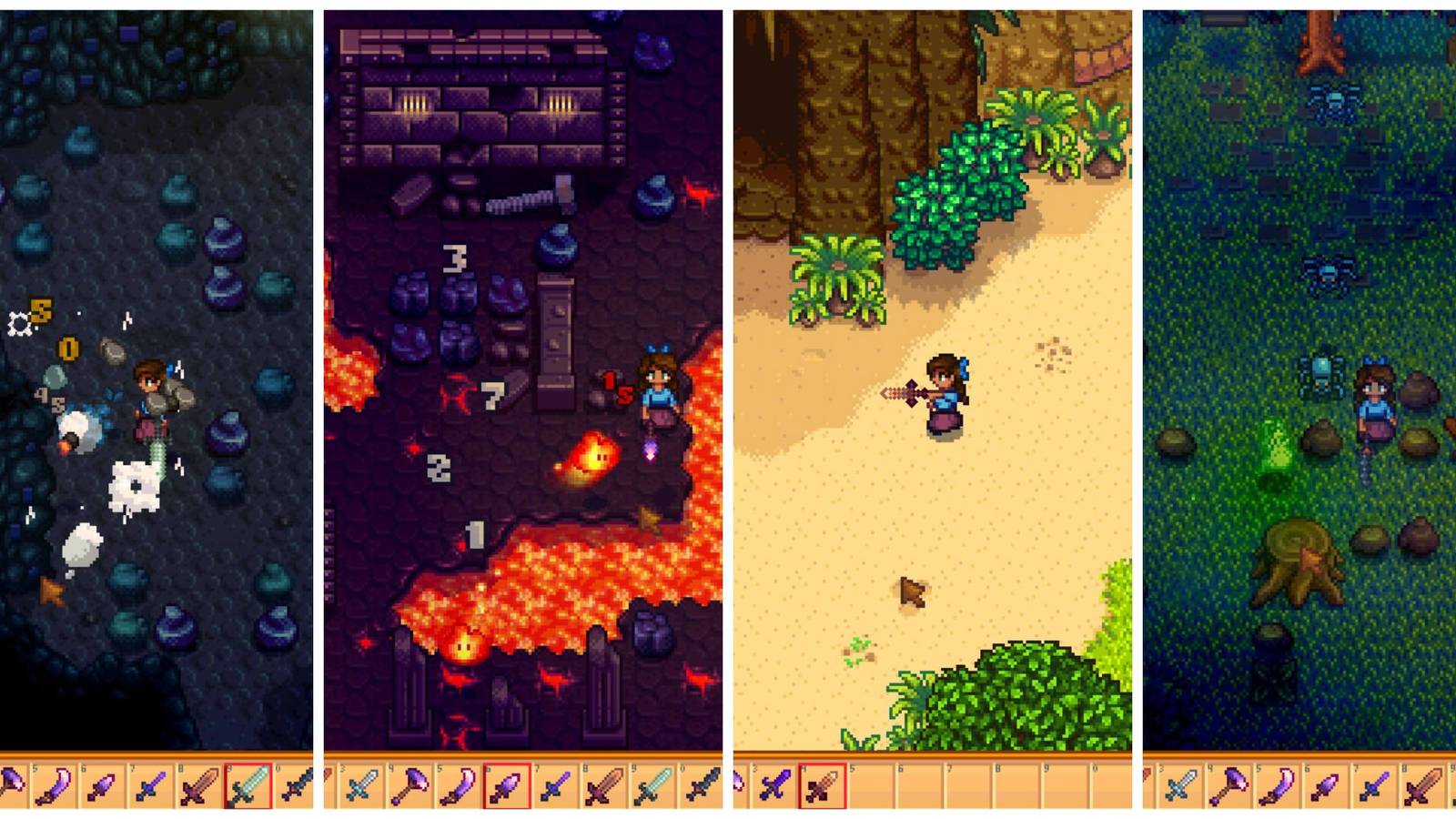 Various Stardew Valley weapons