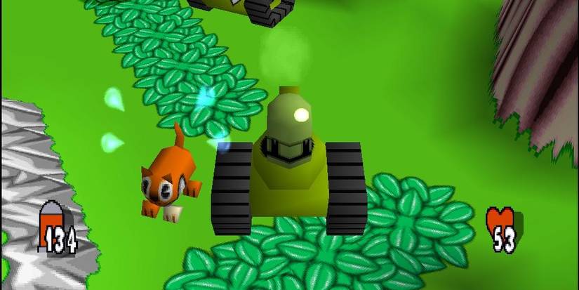 tank next to an animal in a field