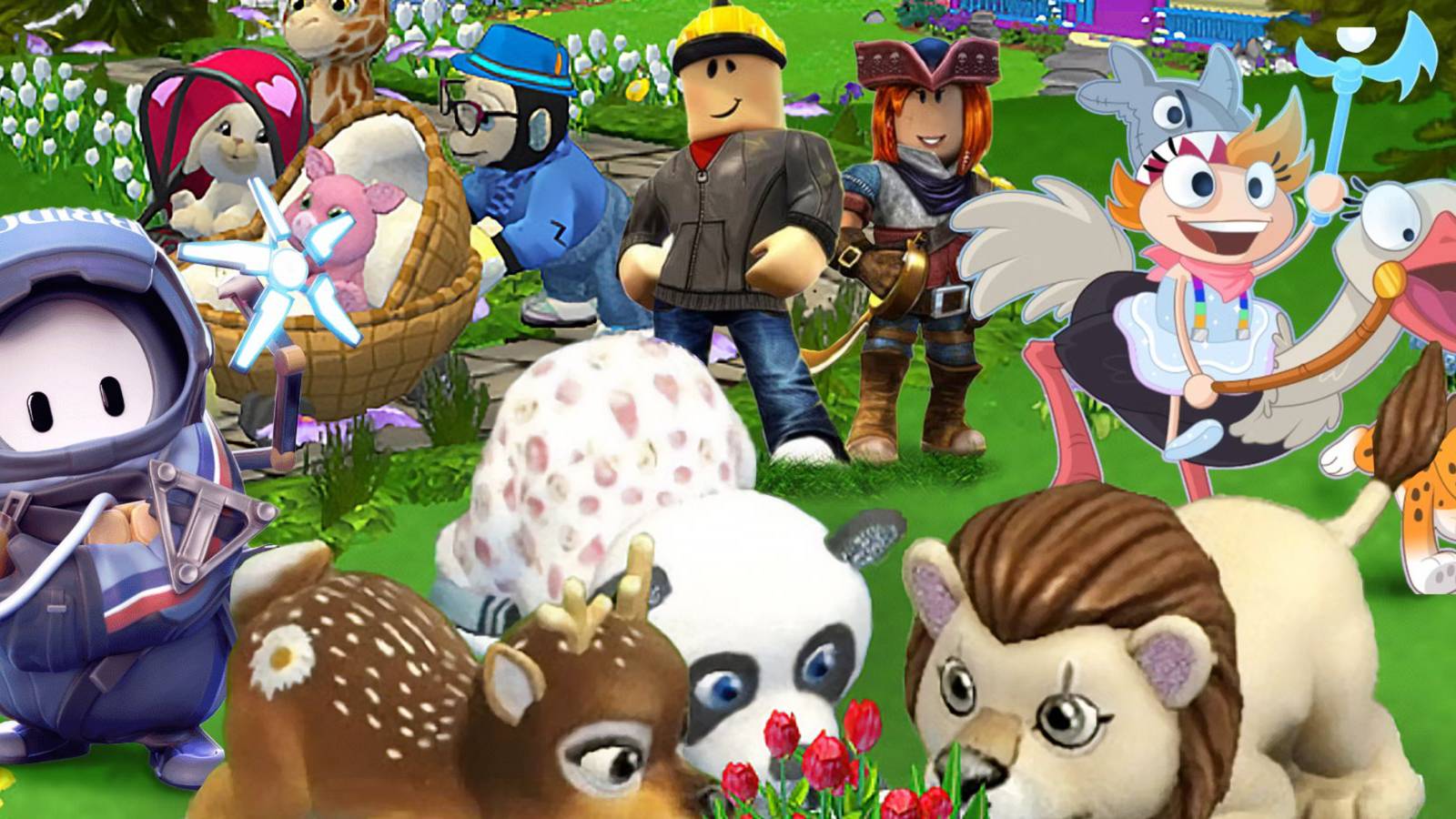 A collage of characters from the best online multiplayer games for kids