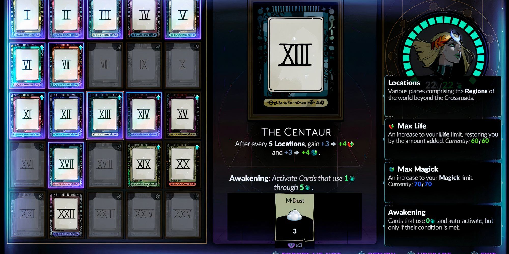 The centaur arcana card in Hades 2