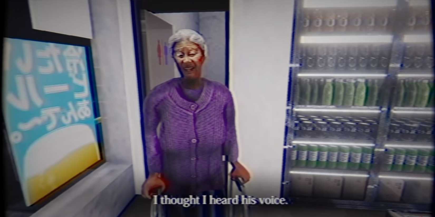 The Convenience Store old lady leaving bathroom