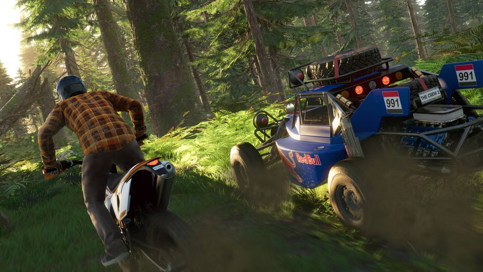 the crew 2 dirt bike and buggy racing across forest