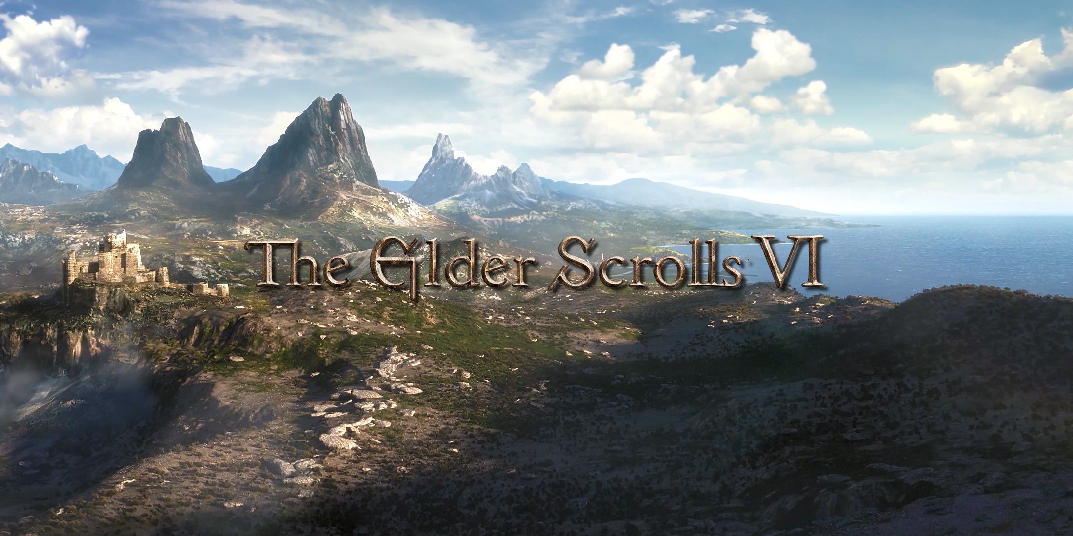 The Elder Scrolls 6 logo on 2018 announcement background