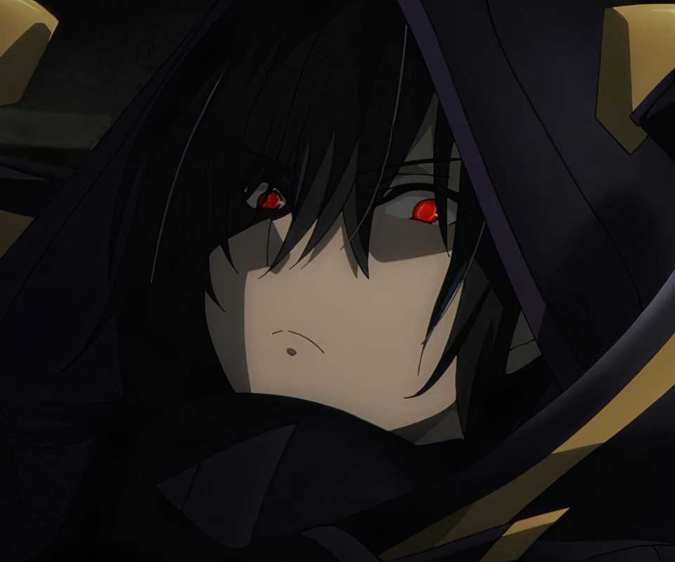 A red-eyed character in The Eminence In Shadow