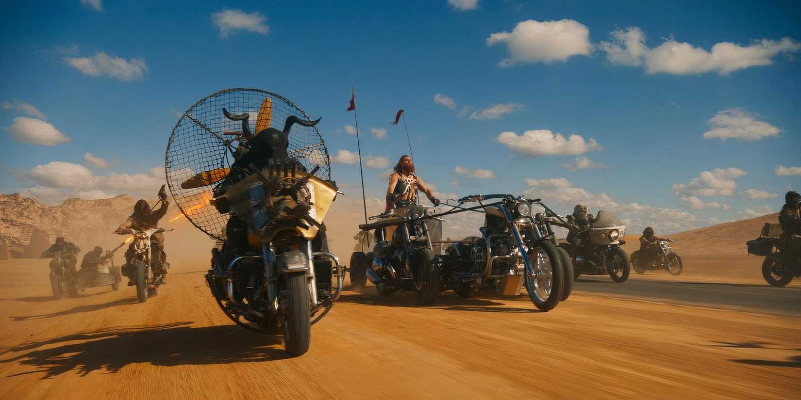 The Octoboss driving with the Biker Horde in Furiosa A Mad Max Saga