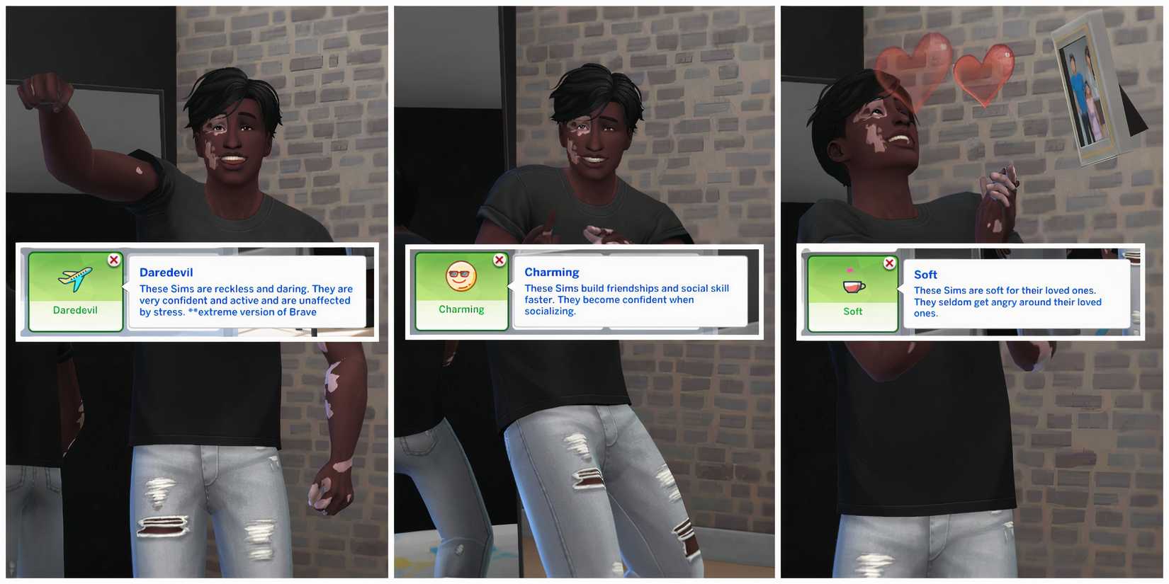 Some of the new custom traits with the 100 Base Game Traits Pack mod