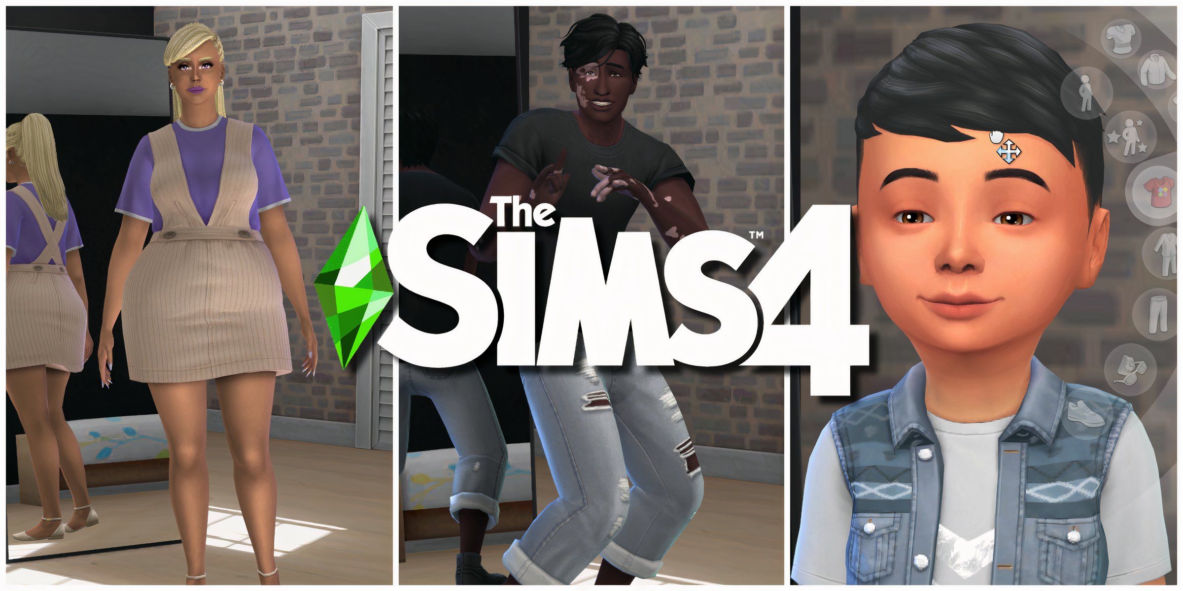 Three Sims in Create-a-Sim representing the Best CAS Mods