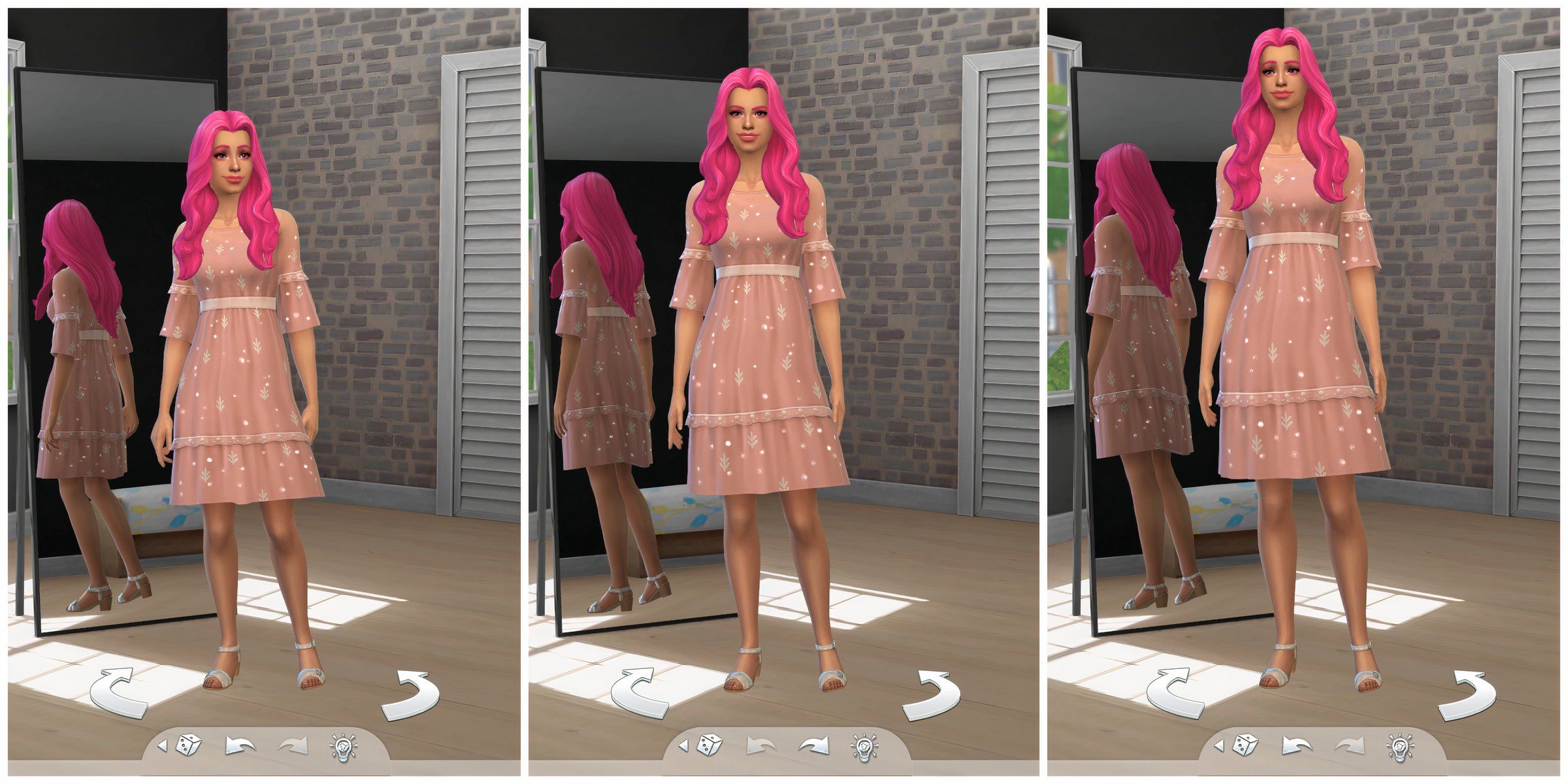 Examples of short, medium, and tall Sims that can be made with the Height Slider mod