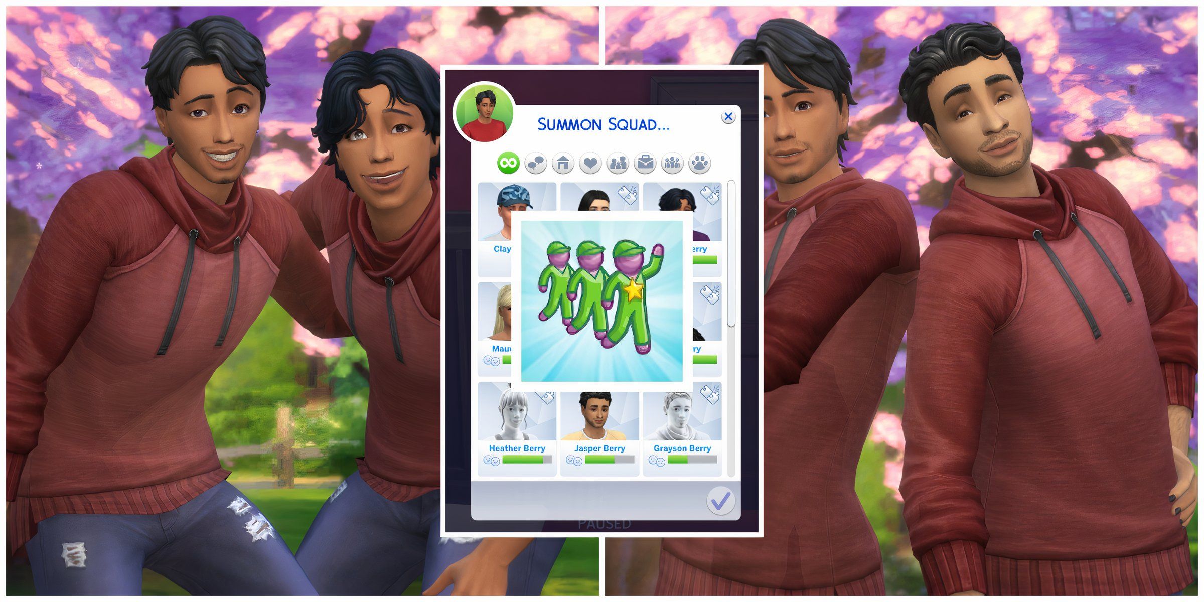 Matching Sims take photos with each other and have the Squad celebrity perk