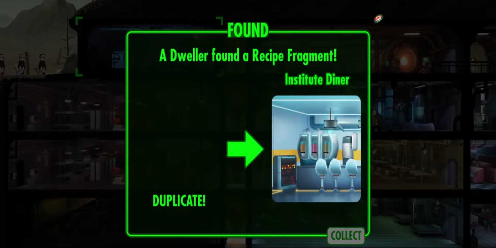 Finding a Duplicate Theme Recipe Fragment after completing an Overseer's Quest in Fallout Shelter