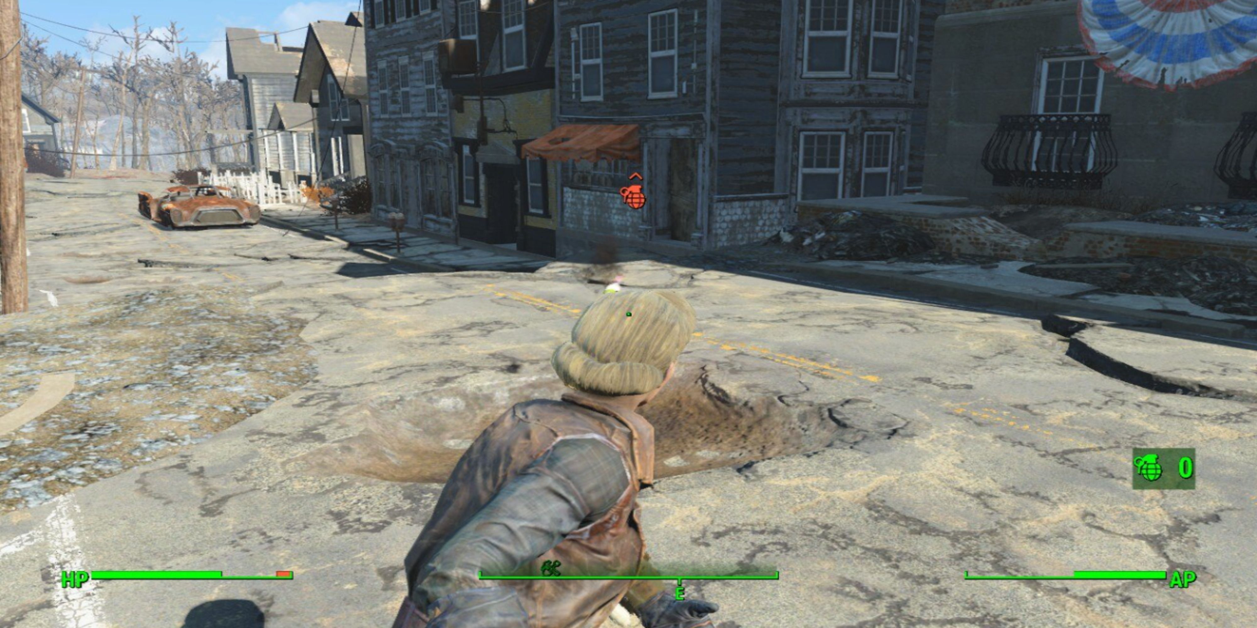 Throwing a grenade at an enemy in Fallout 4