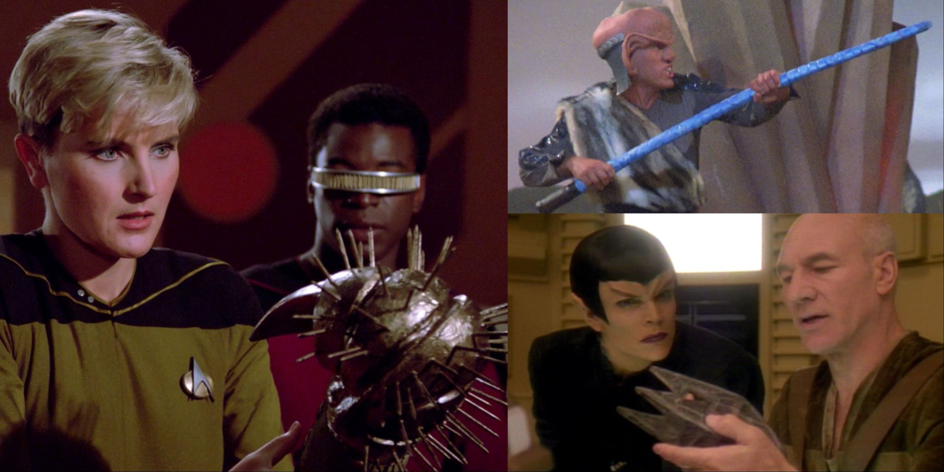 title image star trek tng coolest weapons glavin with tasha, ferengi whip, the stone of gol