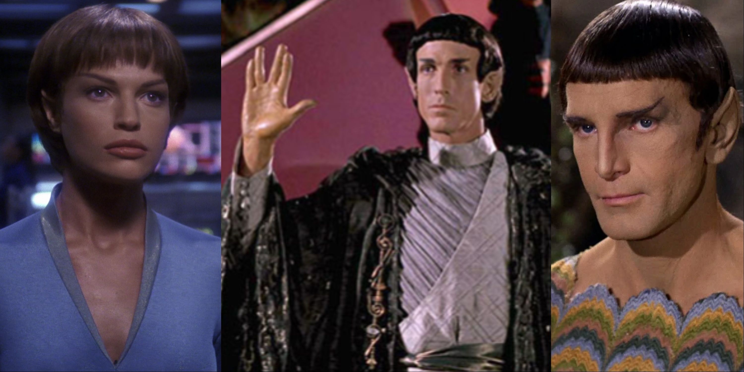 A split image showcasing Vulcan characters in Star Trek