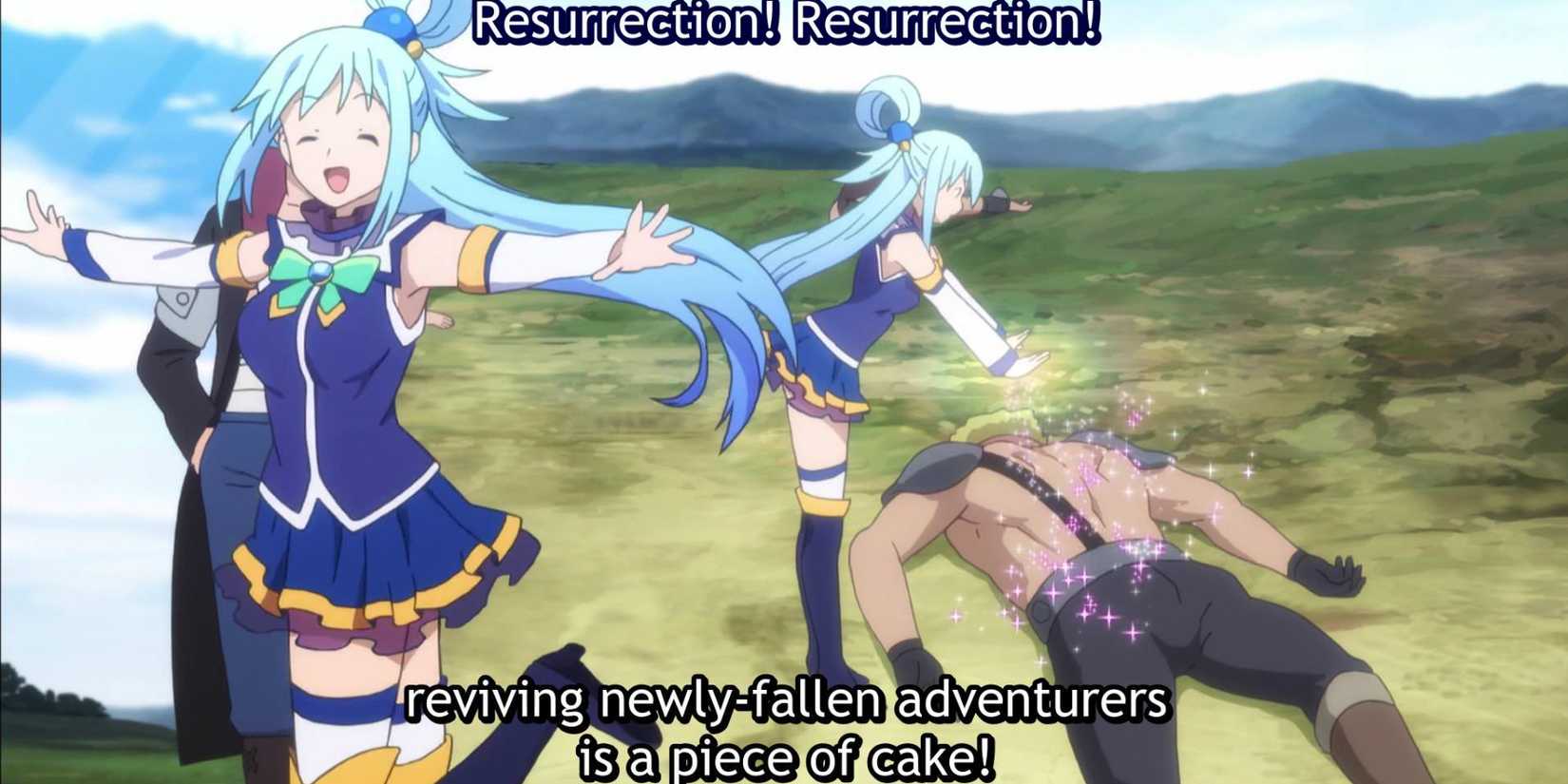 Aqua reviving Darkness in Konosuba