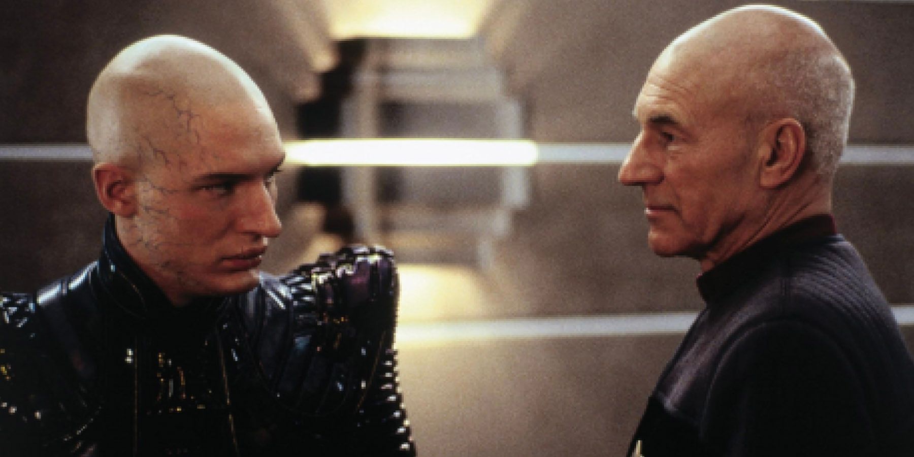 Tom Hardy as Shinzon meets Patrick Stewart as Picard in Star Trek Nemesis