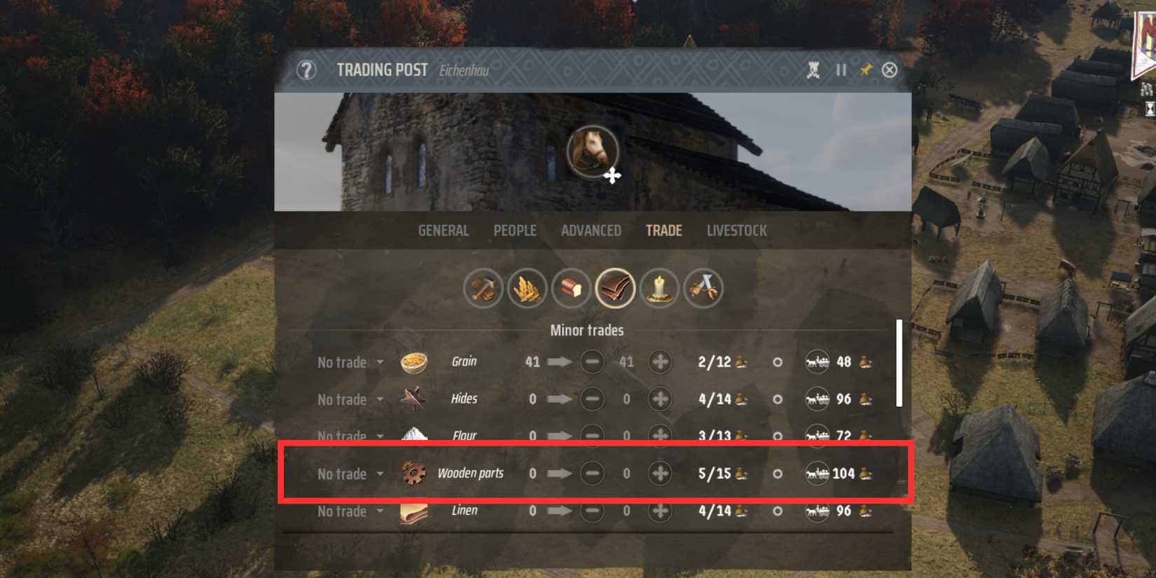 trading wooden parts in manor lords