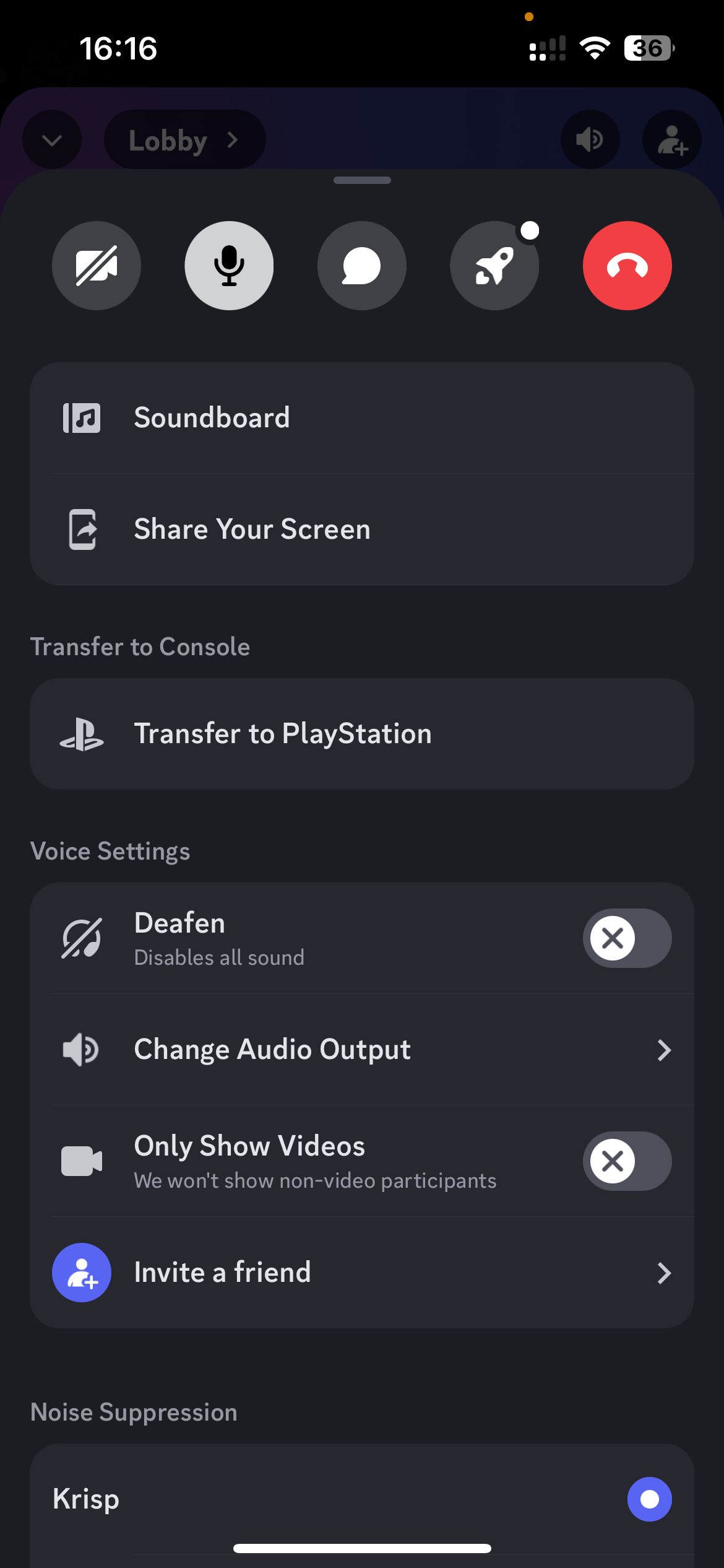 Transferring call to PlayStation on Discord mobile