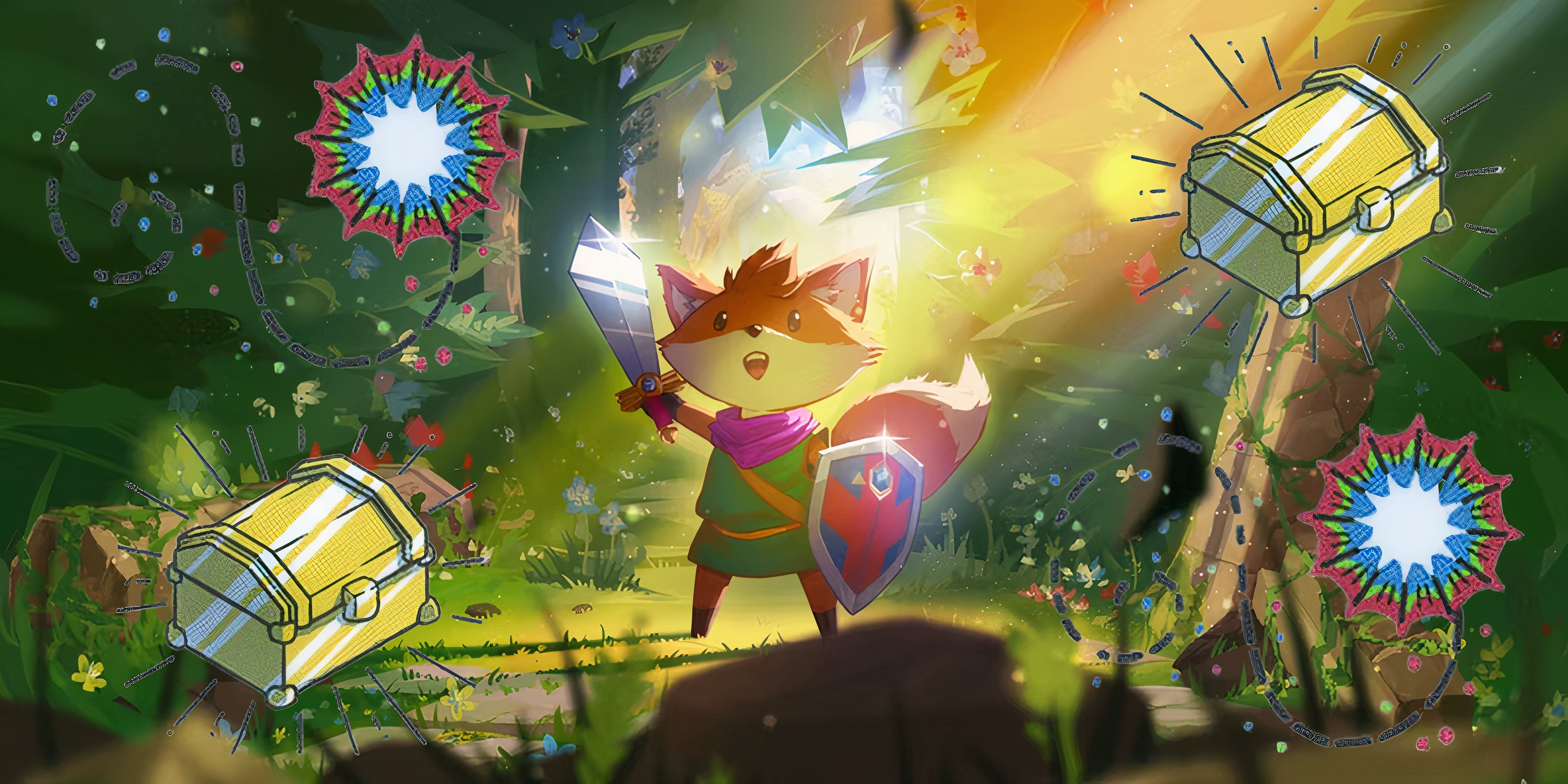 Tunic Promo Image With Fairies and Treasure