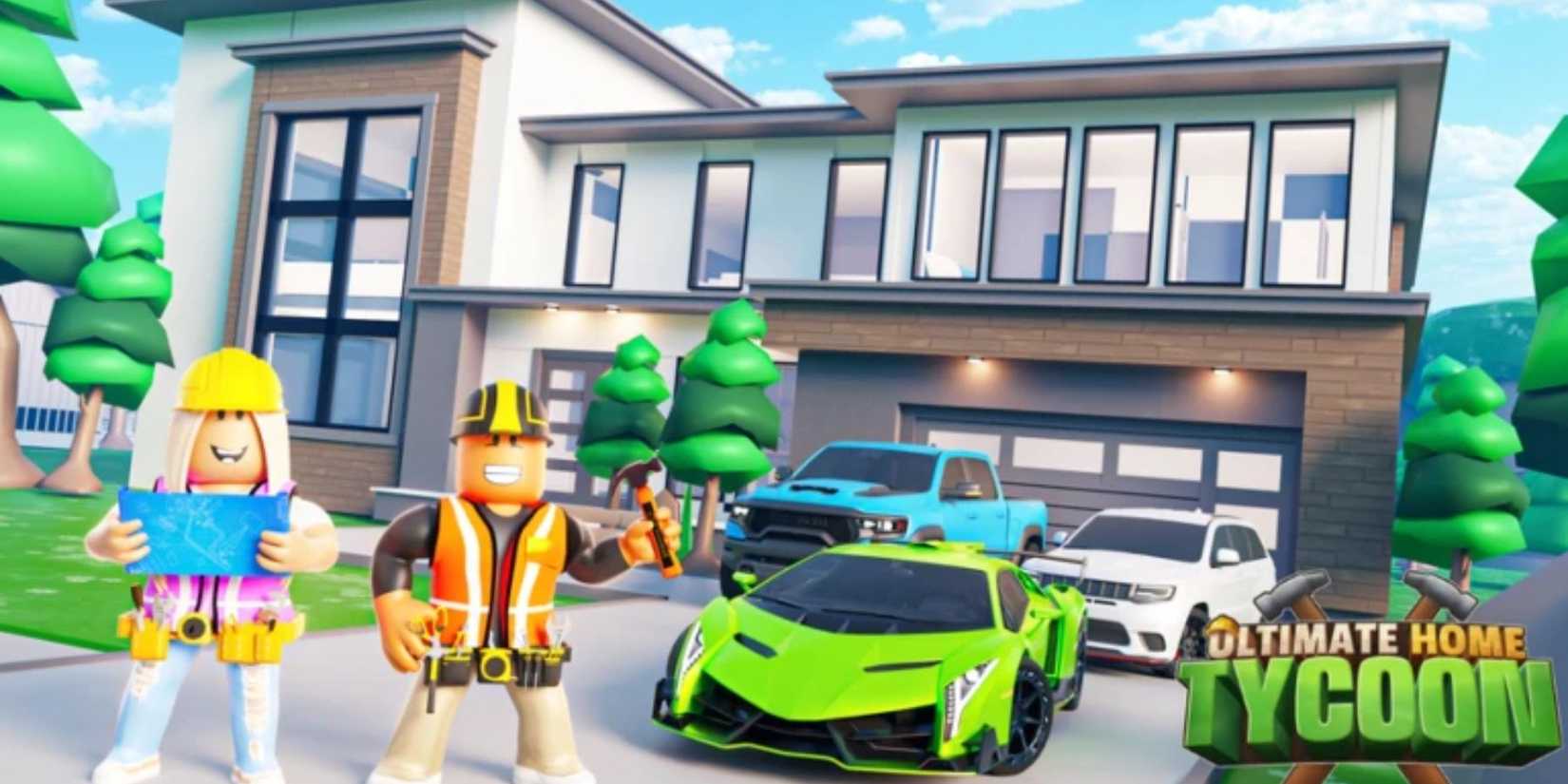 Ultimate Home Tycoon characters next to the house