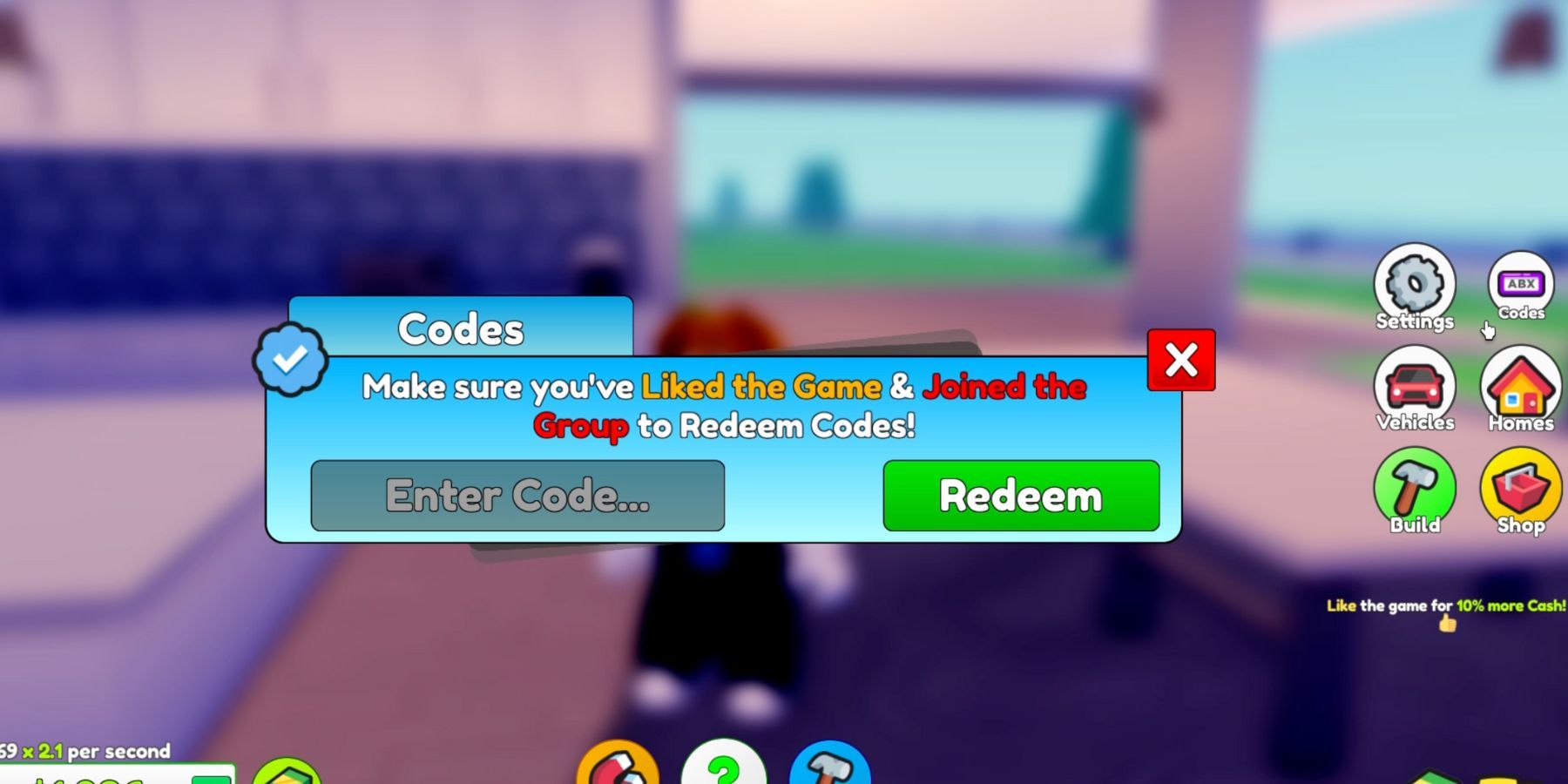 Ultimate Home Tycoon the codes tab