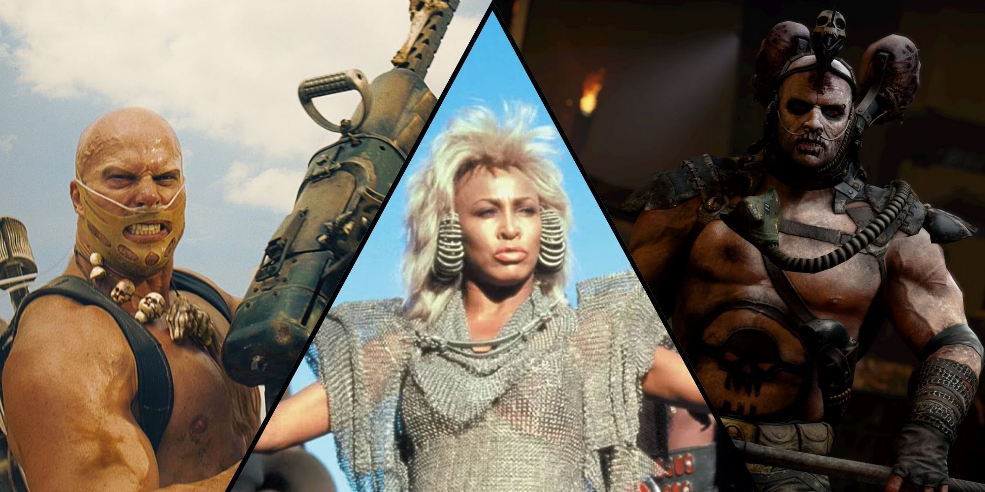 Rictus (Mad Max: Fury Road), Aunt Entity (Beyond Thunderdome), and Scrotus (Mad Max game)
