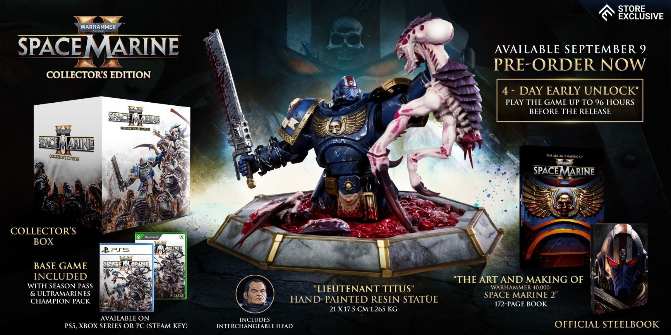 The details of the Collector's Edition of Warhammer 40K: Space Marine 2