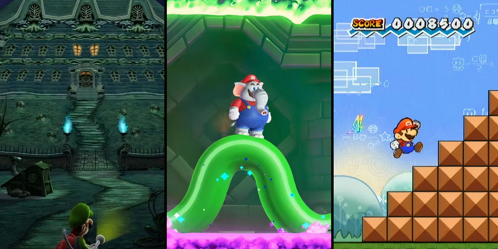 Luigi's Mansion, Super Mario Bros. Wonder and Super Paper Mario