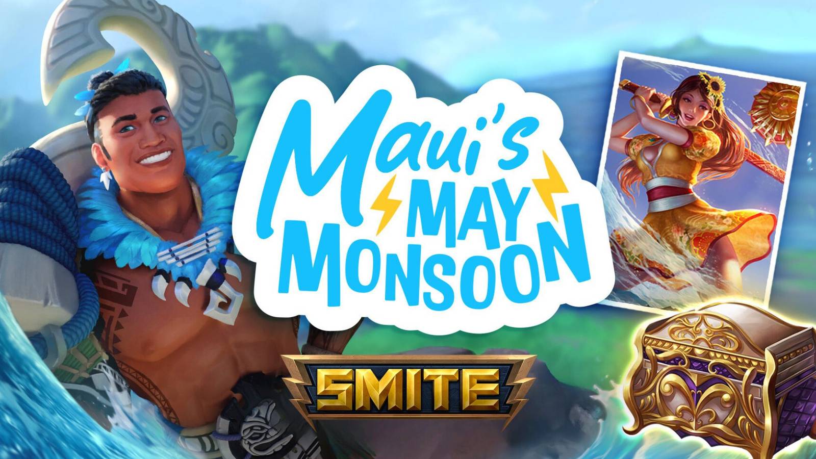 The promotional image for Maui's May Monsoon event in Smite