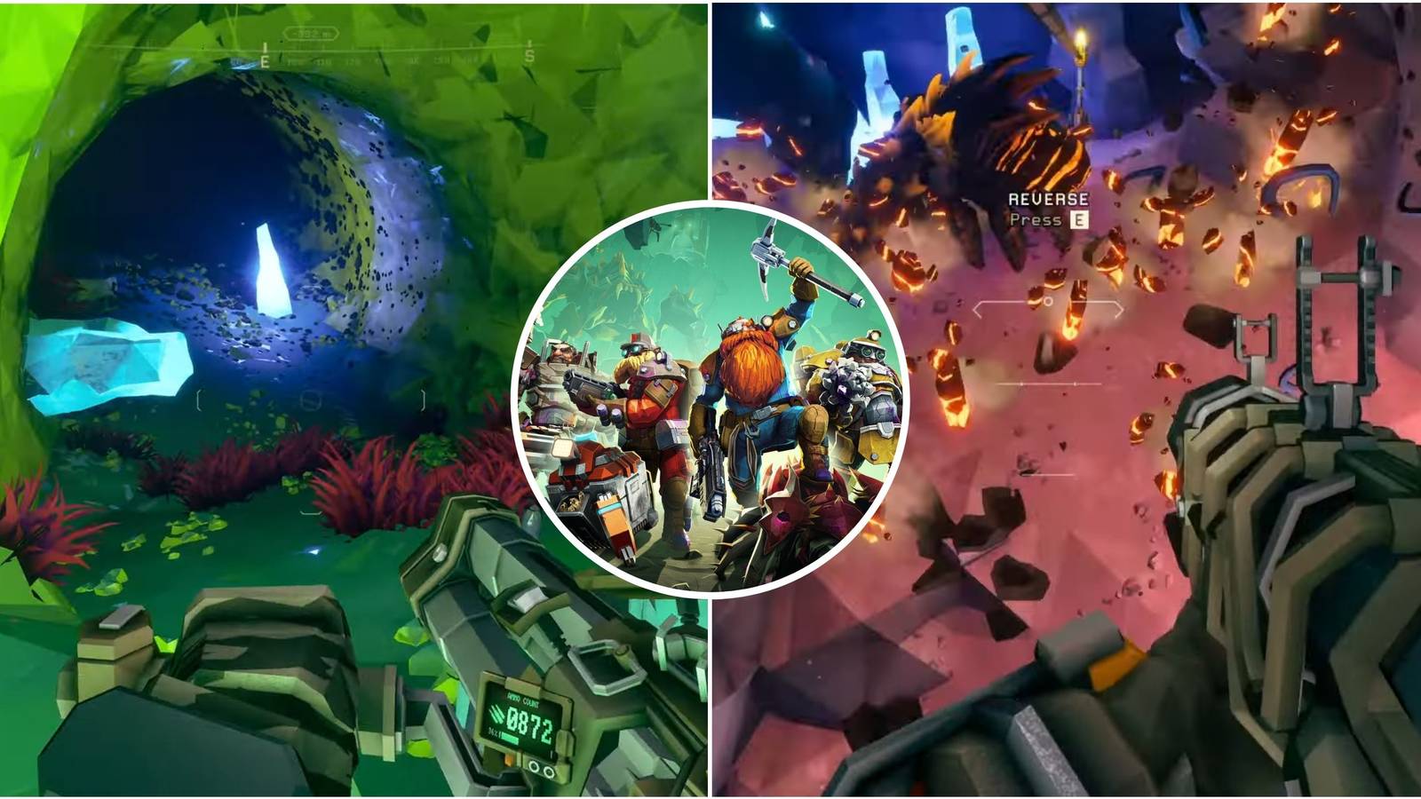 Featured Image For Deep Rock Galactic Showcasing Machine Gun and Grenade Launcher