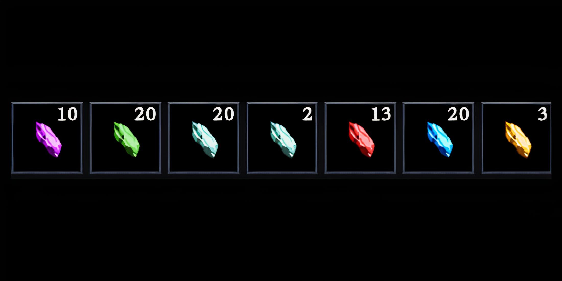 a set of crude gems in the player's inventory