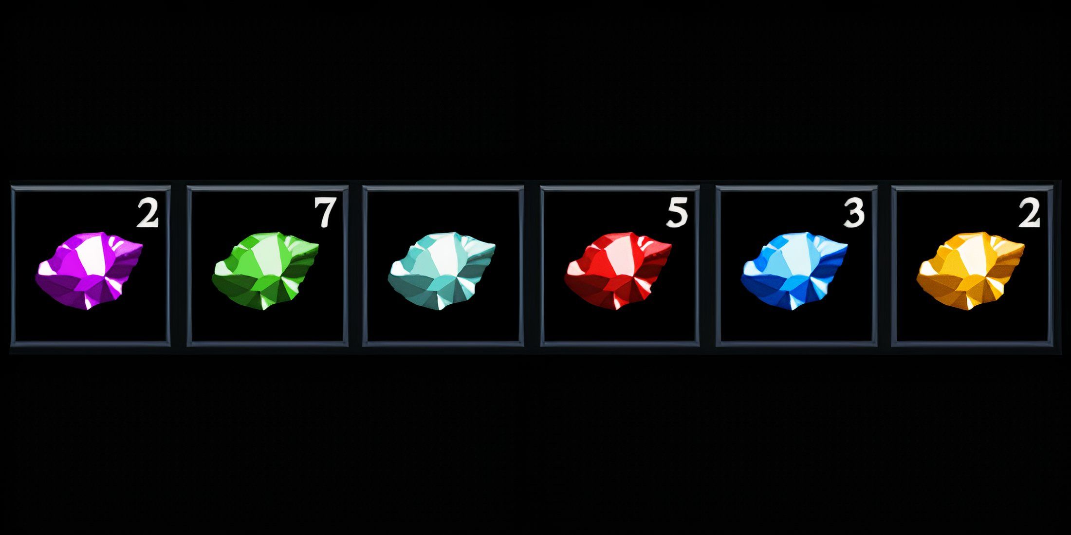 Several Regular Gems in the players inventory