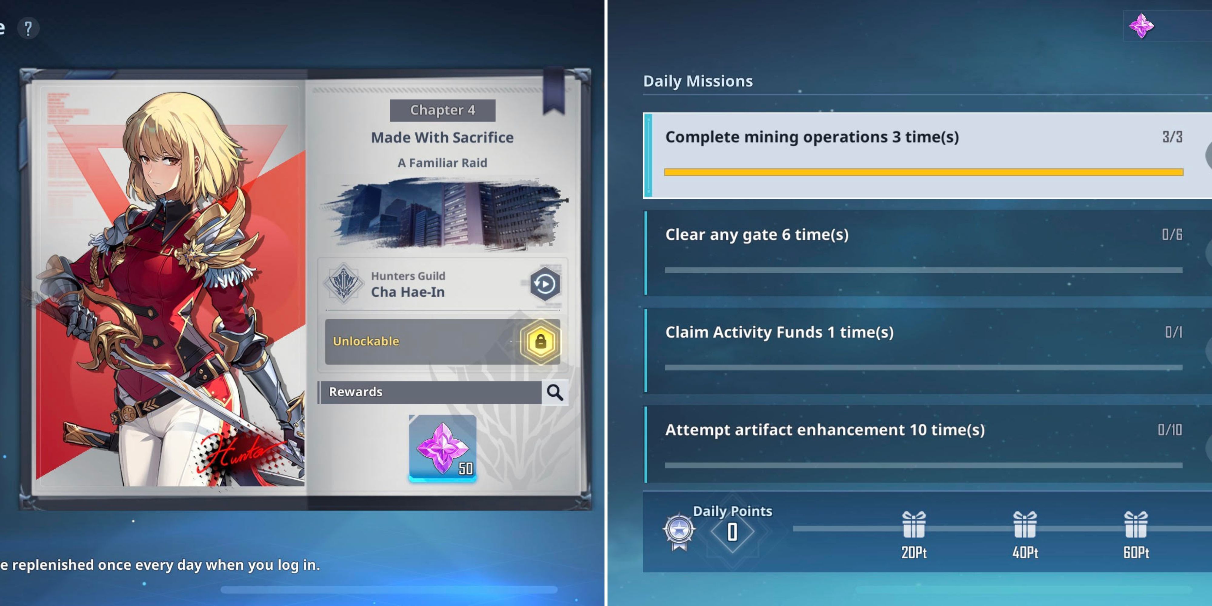 The Hunter Archieve & Daily Missions Menu 