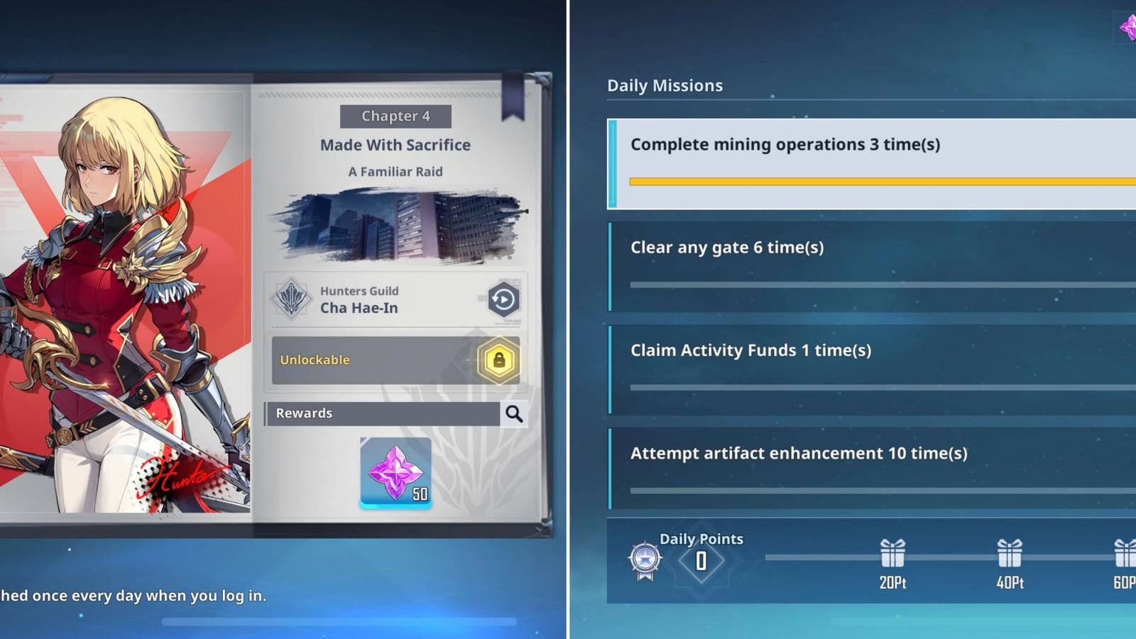 The Hunter Archieve & Daily Missions Menu 