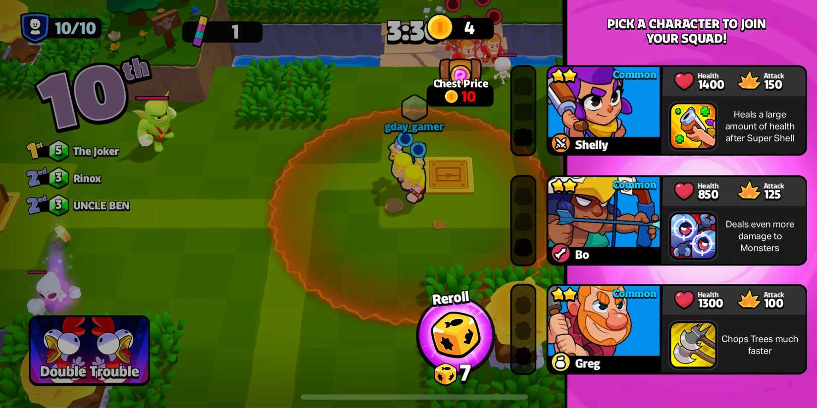 The character selection in-game menu from Squad Busters