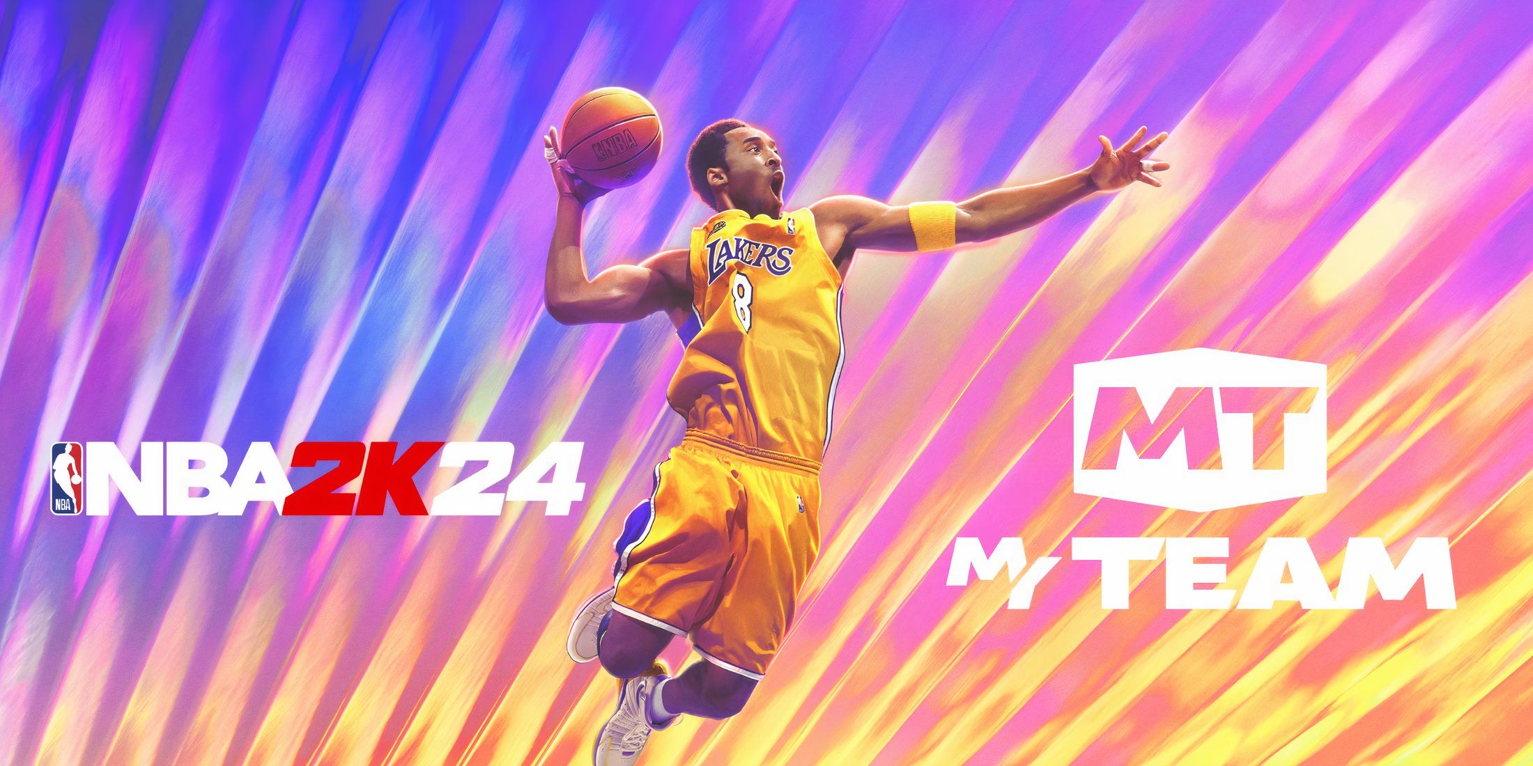 Kobe Bryant performing a dunk with the NBA 2K24 logo