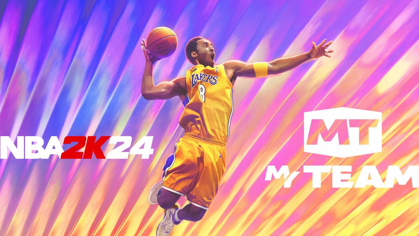 Kobe Bryant performing a dunk with the NBA 2K24 logo