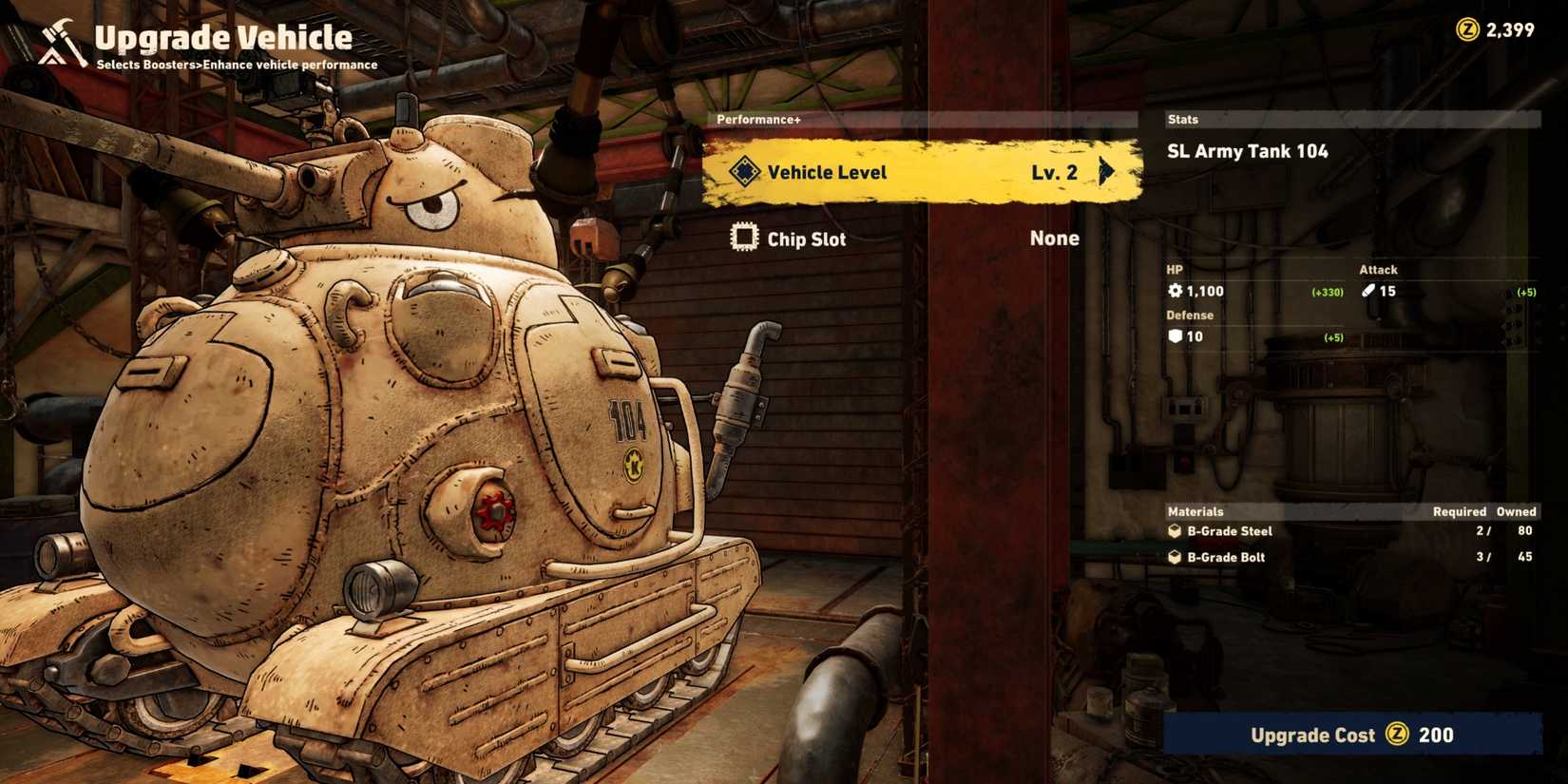 Upgrading the tank in Sand Land