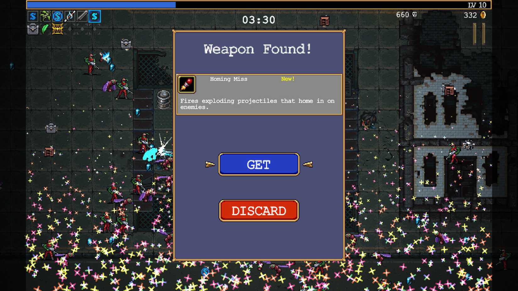 Image of the new weapon Homing Miss in Vampire Survivors