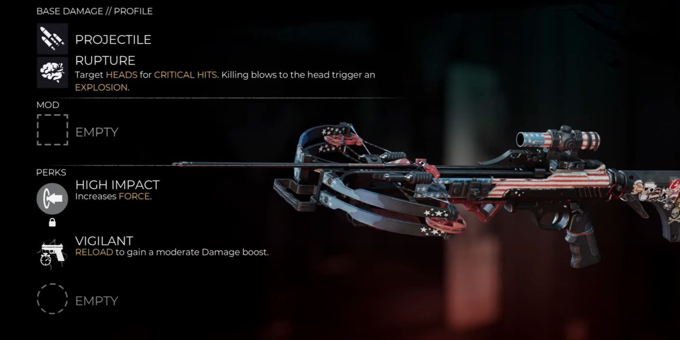 The Dead Island 2 character is showing off the crossbow they received from using the Forget Me Not key in the Haus DLC.