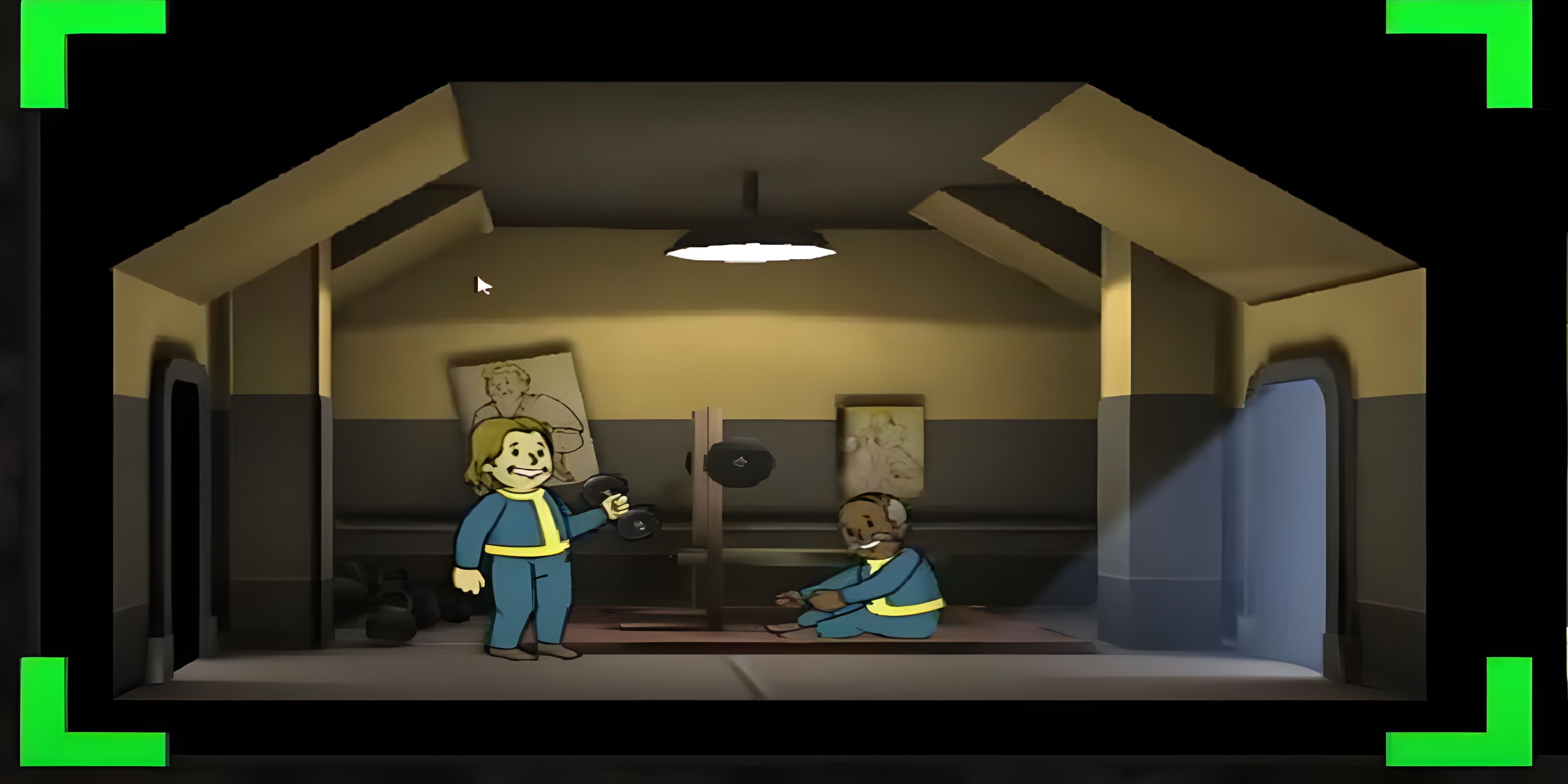 Training two of my Vault Dwellers in the Weight Room Fallout Shelter