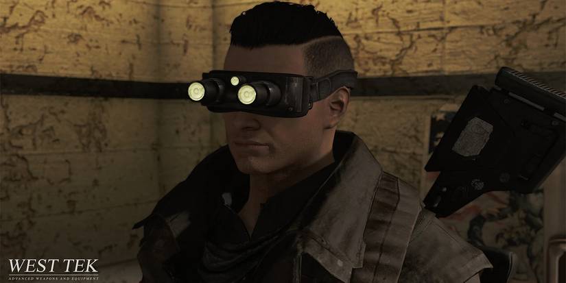 character with holstered gun and modded optics