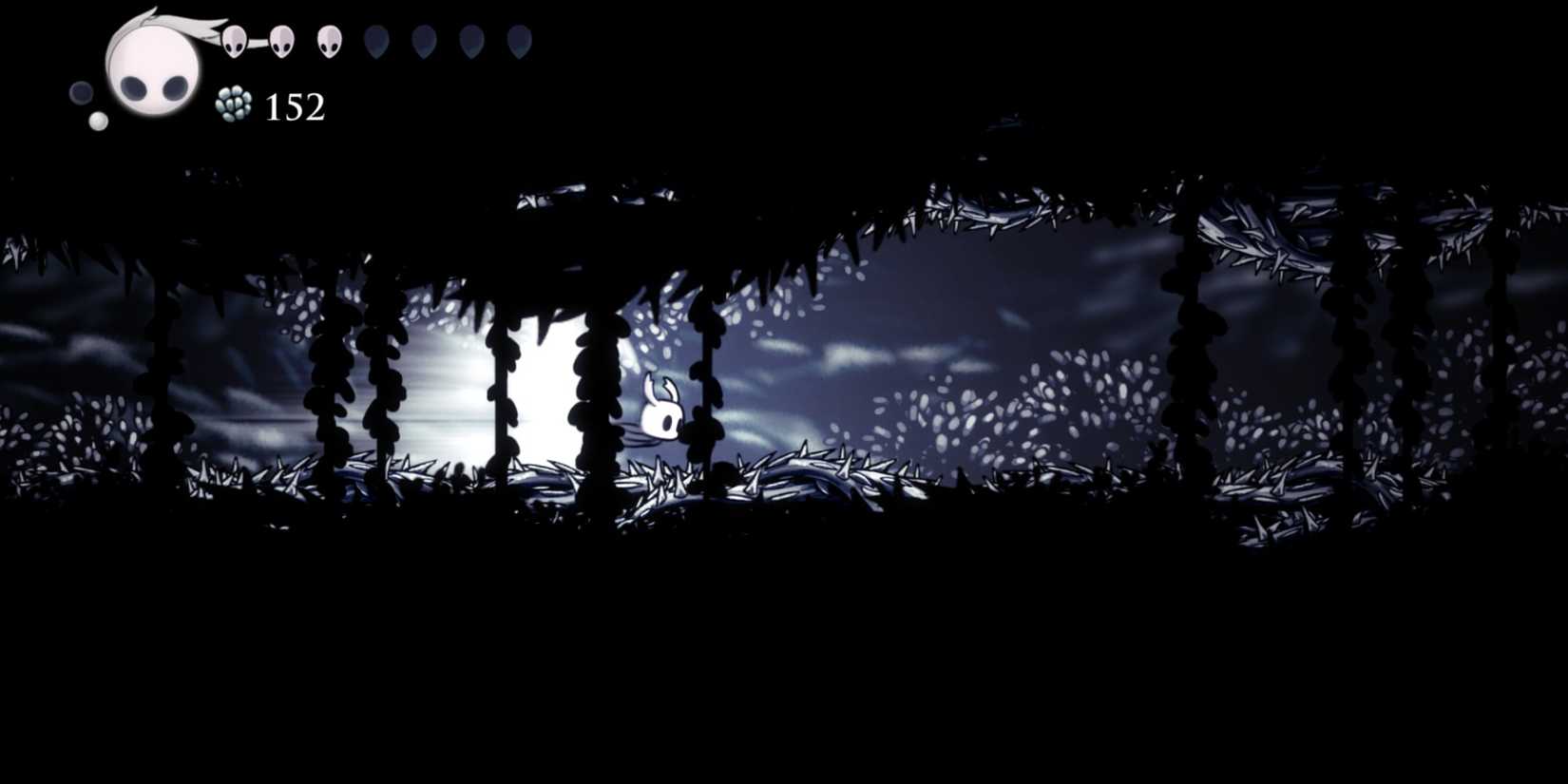 White Palace platforming, Knight super dashes through thorns